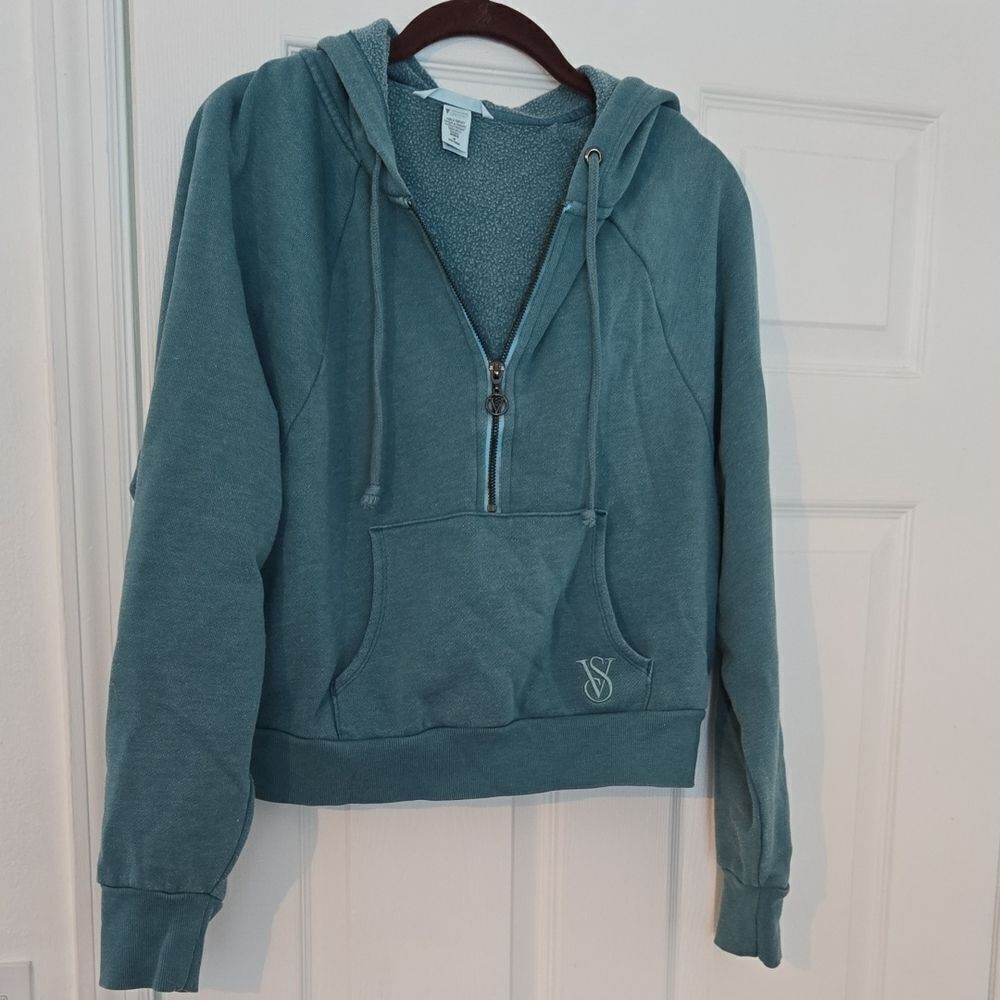 Victoria's Secret Green and Blue Crop Hoodie